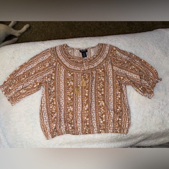 Wrangler Tops - Wrangler Retro Tan Patterned Top